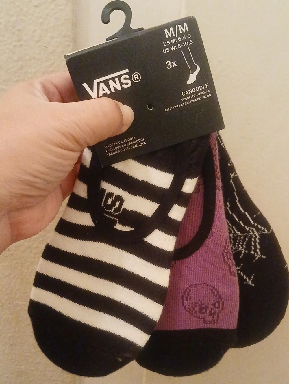 Vans Men's 3-Pack No-Show Socks - Black, White & Purple